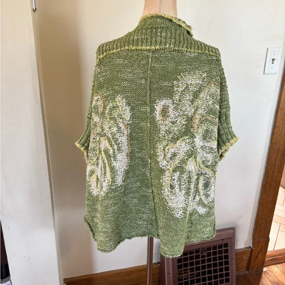 Daily Practice Anthro Sz XS/S Green Knitted Open Front Cardigan Casual Studio - Picture 5 of 6